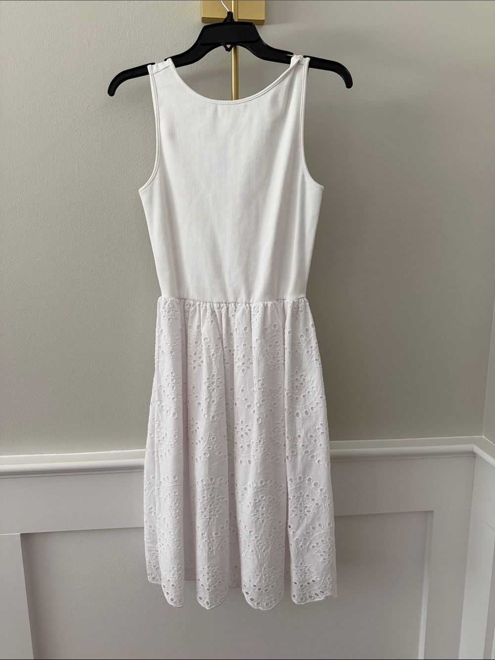 NWT Steve Madden White Eyelet Sleeveless Midi Dress